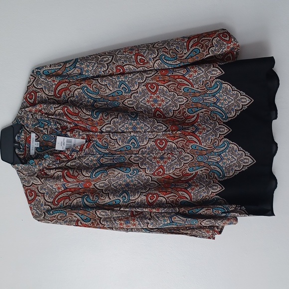 Single Thread W3951250ST Cement Persian Tapestry Keyhole Blouse Plus Size Top - Picture 9 of 11